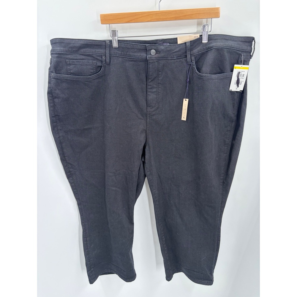 NYDJ Marilyn Crop Jeans Black Cool Embrace Lift Tuck Plus Size 28W NEW